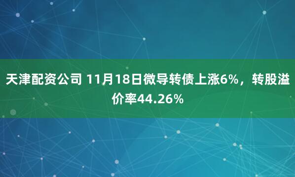 天津配资公司 11月18日微导转债上涨6%，转股溢价率44.26%